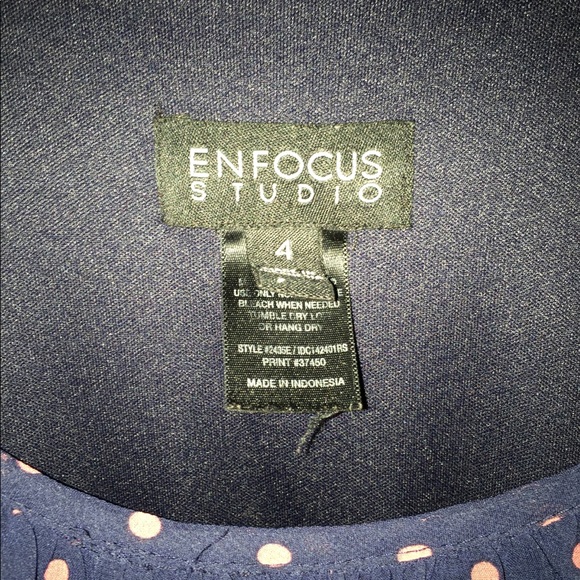 Enfocus Studio Blue and Pink Polka Dot Sheer Dress - Picture 2 of 2